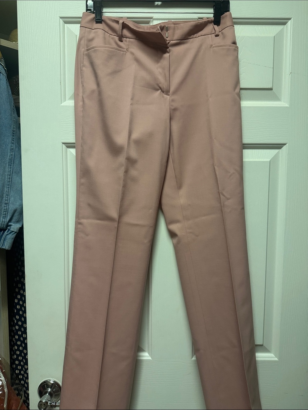 ANTONIO MELANI Slim Straight Trousers in Dusty Mauve